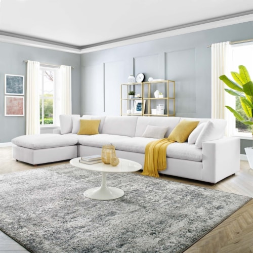 Commix down filled overstuffed 5 discount piece sectional sofa set white