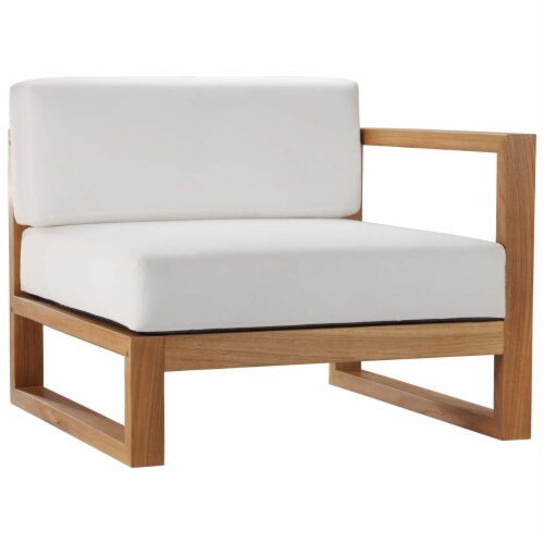 Upland Outdoor Patio Right-Arm Chair-EEI-4123-NAT-WHI Perspective: front