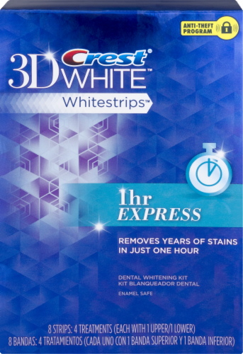 Crest 3D White Whitestrips 1 hr Express Dental Whitening Kit Perspective: front