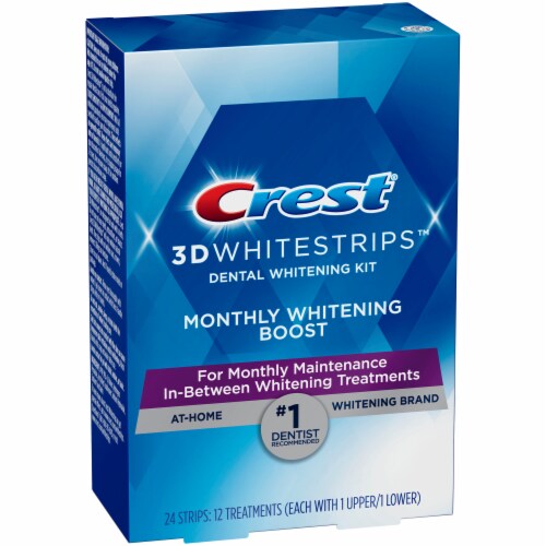 Crest 3D White Monthly Whitening Boost No Slip White Strips, 24 ct