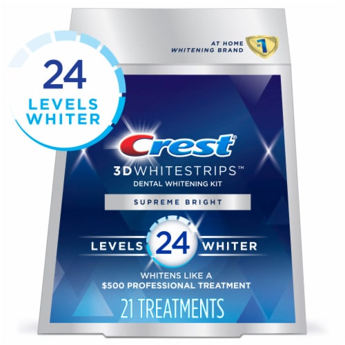 Crest 3DWhitestrips Supreme Bright At-home Teeth Whitening Kit Perspective: front