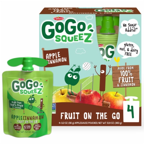 GoGo squeez Apple Cinnamon Applesauce Perspective: front