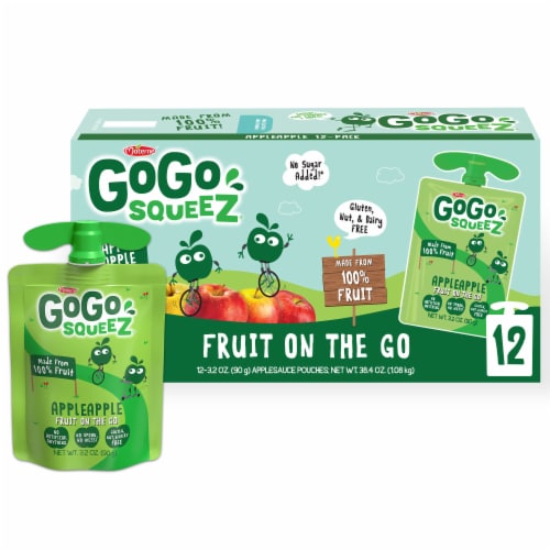 GoGo squeez Fruit On The Go Apple Apple Applesauce Pouches Perspective: front