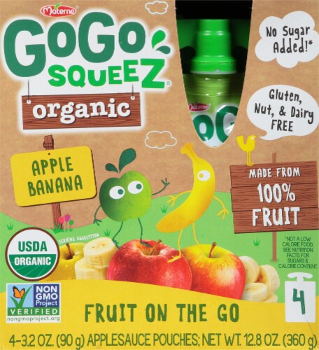GoGo Squeez Organic Fruit On The Go Apple Banana Pouches Perspective: front