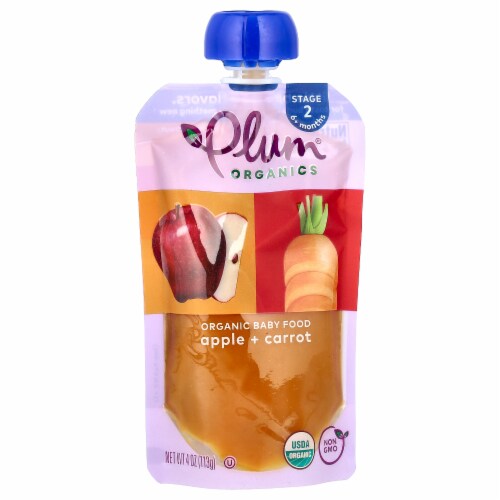 Plum Organics® Stage 2 Apple & Carrot Baby Food Pouch Perspective: front
