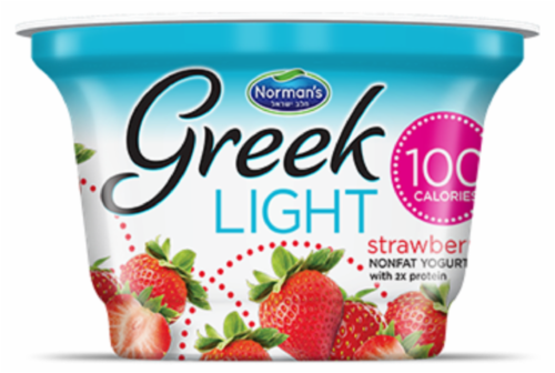 Norman's Strawberry Light Nonfat Greek Yogurt Cup Perspective: front