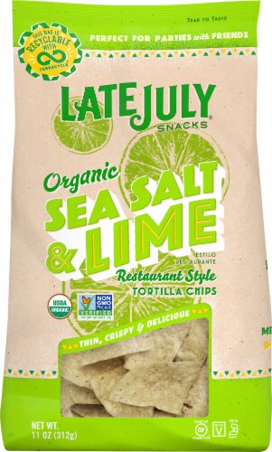 Late July Organic Sea Salt & Lime Restaurant Style Tortilla Chips Perspective: front