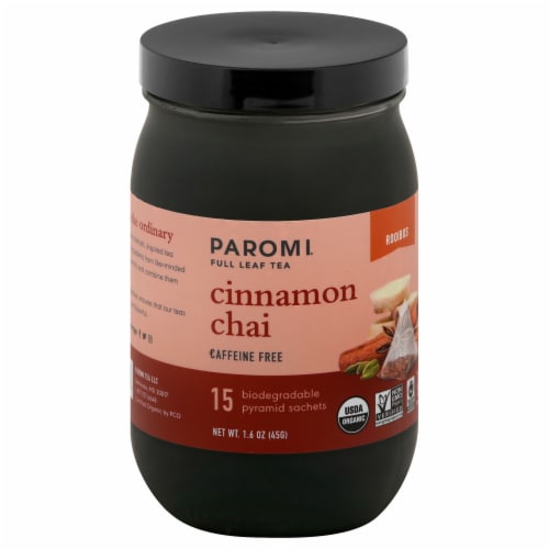 Paromi Cinnamon Chai Rooibos Full Leaf Tea Sachets Perspective: front