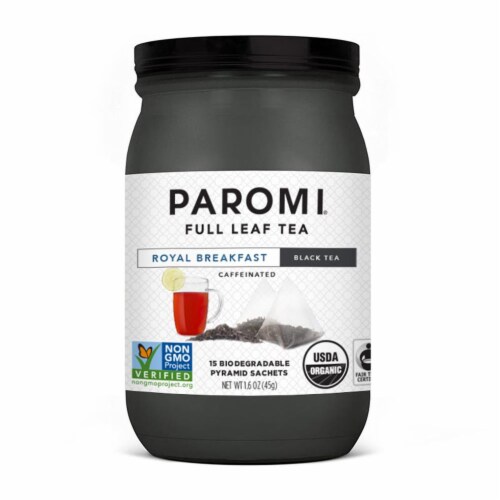 Paromi Royal Breakfast Black Tea Pyramid Sachets Perspective: front