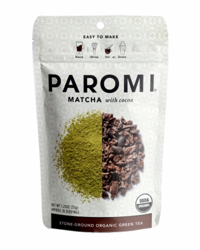 Paromi Matcha with Cocoa Powdered Green Tea Perspective: front