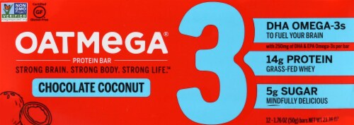 Oatmega Bar Chocolate Coconut Crisp 12 Count Perspective: front