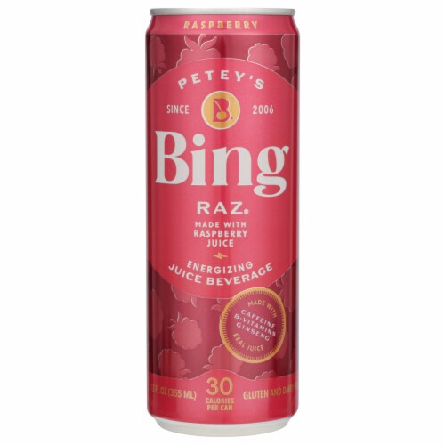 Bing Raz® Raspberry Energizing Juice Beverage Perspective: front