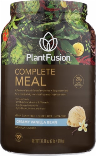 PlantFusion Complete Meal Creamy Vanilla Bean Flavored Protein Powder Perspective: front