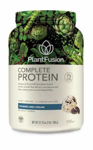 PlantFusion Complete Protein Cookies and Cream Protein Powder Perspective: front