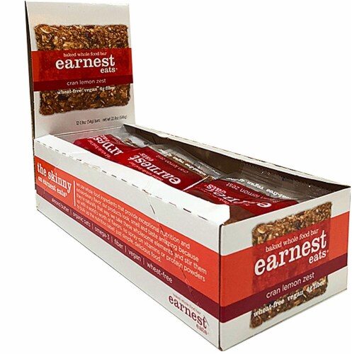 Earnest Eats  Baked Whole Food Bar Vegan   Cran Lemon Zest Perspective: front