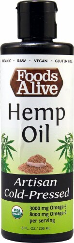 Foods Alive  Organic Hemp Oil Artisan Cold-Pressed Perspective: front