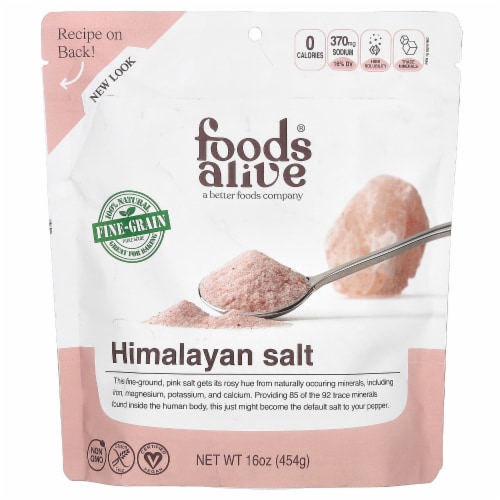 Foods Alive  Himalayan Pink Salt Fine Ground Perspective: front