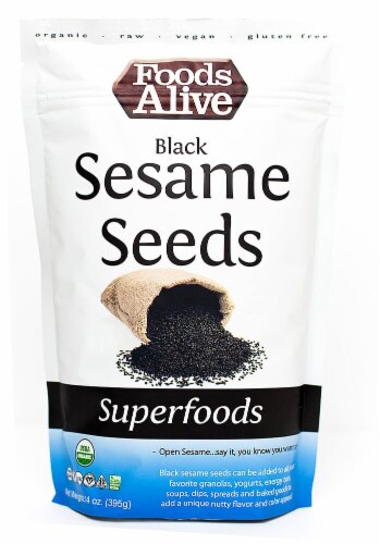 Foods Alive Organic Superfoods Black Sesame Seeds Perspective: front