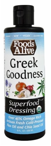 Foods Alive  Organic Superfood Dressing   Greek Goodness Perspective: front