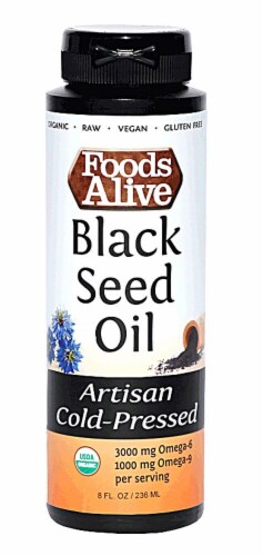 Foods Alive  Organic Black Seed Oil Cold-Pressed Perspective: front