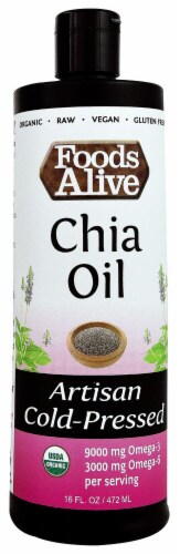Foods Alive Organic Artisan Cold-Pressed Chia Oil Perspective: front