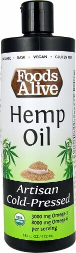 Foods Alive Organic Artisan Cold Pressed Hemp Oil Perspective: front