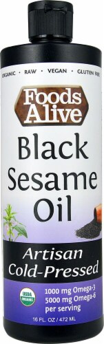 Foods Alive Organic Artisan Cold-Pressed Black Sesame Oil Perspective: front