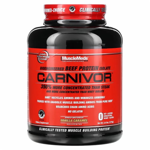 MuscleMeds Carnivor Bioengineered Beef Protein Isolate Vanilla Caramel - 3.9 lbs (1775 Perspective: front