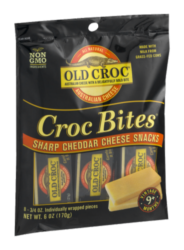 Old Croc Bites Sharp Cheddar Cheese Snacks Perspective: front