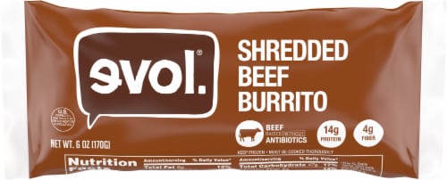 Evol Shredded Beef Burrito Perspective: front