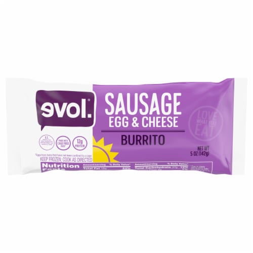 evol.® Sausage Egg & Cheese Frozen Breakfast Burrito Perspective: front