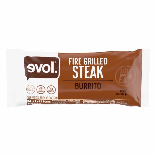 evol.® Fire Grilled Steak Frozen Burrito Perspective: front