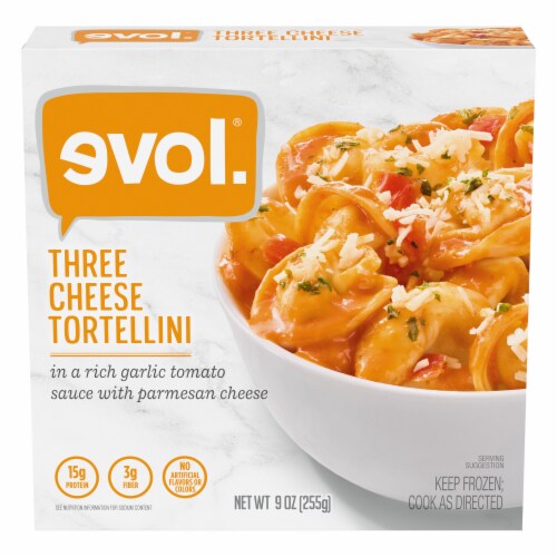 Evol Three Cheese Tortellini Frozen Meal Perspective: front