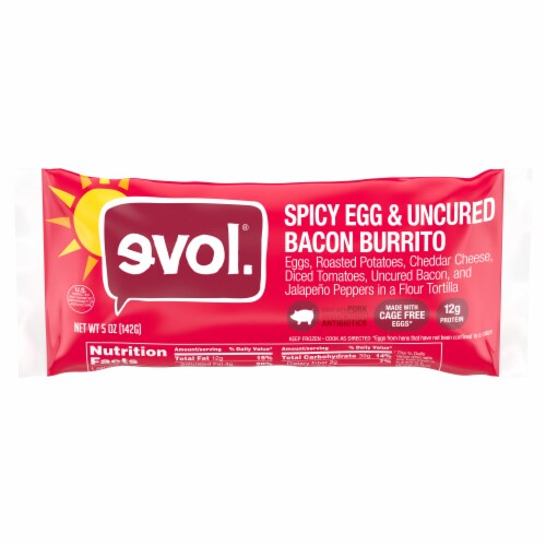 Evol Spicy Uncured Bacon & Egg Burrito Perspective: front