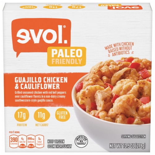 evol. Guajillo Chicken & Cauliflower Bowl Frozen Meal Perspective: front