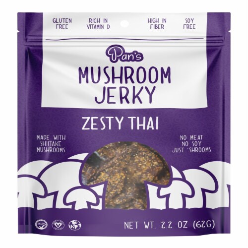 Pan's Mushroom Zesty Thai Jerky Perspective: front