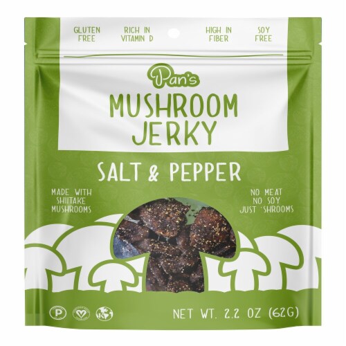 Pan's  Mushroom Sea Salt & Pepper Jerky Perspective: front