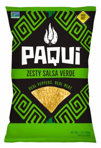 Paqui® Cool Salsa Verde Tortilla Chips Perspective: front