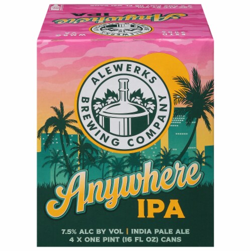 Alewerks Brewing Company Anywhere IPA Perspective: front