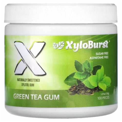 Xyloburst XYB207 100ct Green Tea Gum Jar 5.29 oz Perspective: front