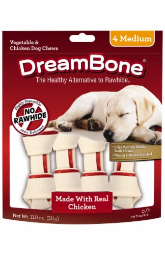 DreamBone® Medium Vegetable & Chicken Dog Chews Perspective: front