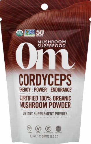 OM Organic Cordyceps Mushroom Nutrition Supplement Powder Perspective: front