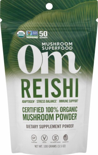Om Organic Reishi Mushroom Nutrition Supplement Powder Perspective: front