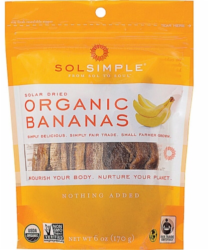 Sol Simple Organic Solar-Dried Bananas Perspective: front