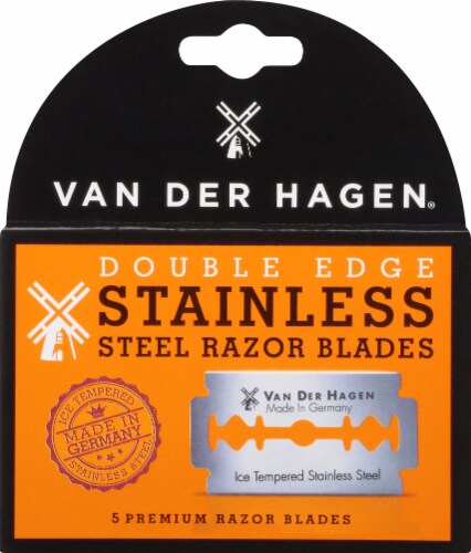 Van Der Hagen Stainless Steel Traditional Safety Razor Blades Perspective: front