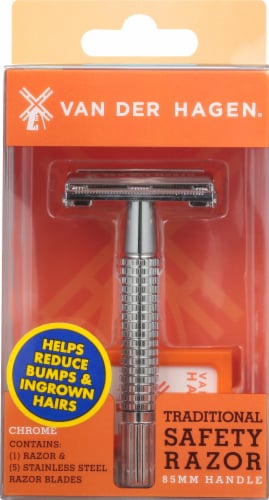 Van Der Hagen Traditional Safety Razor with Razor Blades Perspective: front