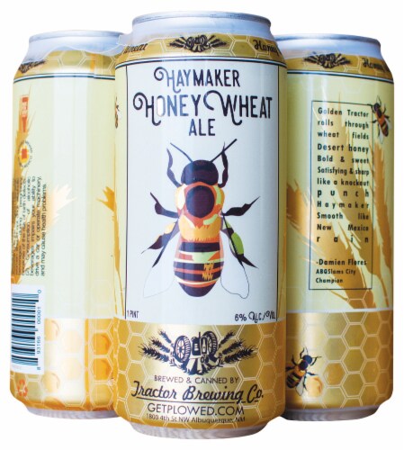 Tractor Brewing Company Haymaker Honey Wheat Ale Beer Perspective: front