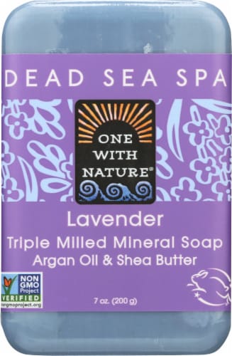 One With Nature® Dead Sea Salt Lavender Tripled Milled Mineral Soap Perspective: front