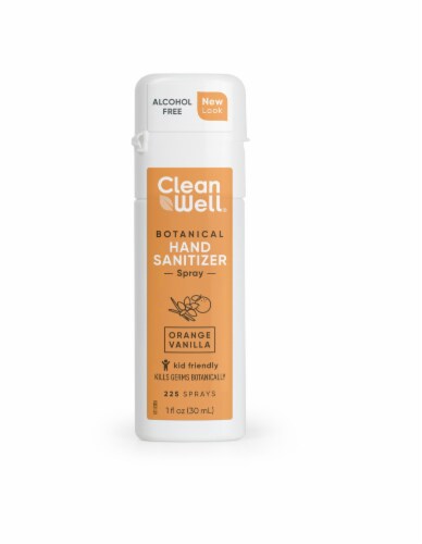 Clean Well Orange Vanilla All-Natural Hand Sanitizer Perspective: front