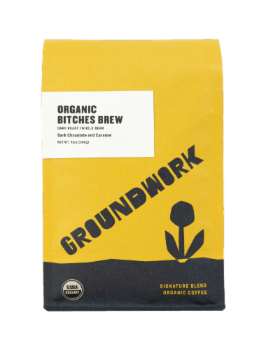 Groundwork Bitches Brew Dark Roast Organic Whole Bean Coffee Perspective: front